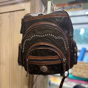 American West leather backpack